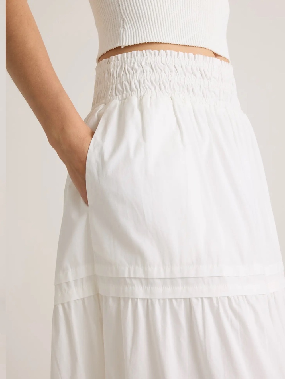 Quince 100% Organic Cotton Poplin Tiered Maxi Skirt NWOT - Picture 4 of 11